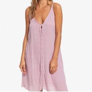Roxy Siren Treasure Strappy Buttoned Lilac Small Midi Dress NWT